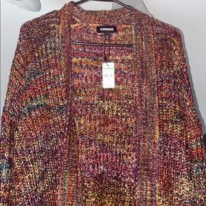 Express multi color rainbow knit cardigan